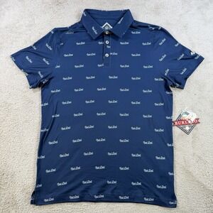 Burlebo Polo Mens Small Navy Rad Dad Performance Stretch Lightweight Golf Shirt